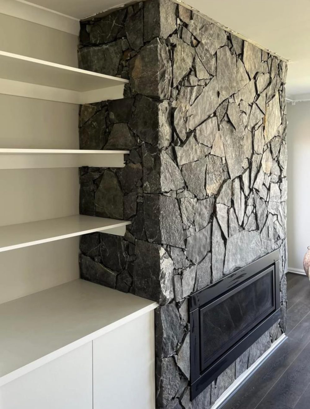 Luxor Stone Wall Cladding installed on a Fireplace.